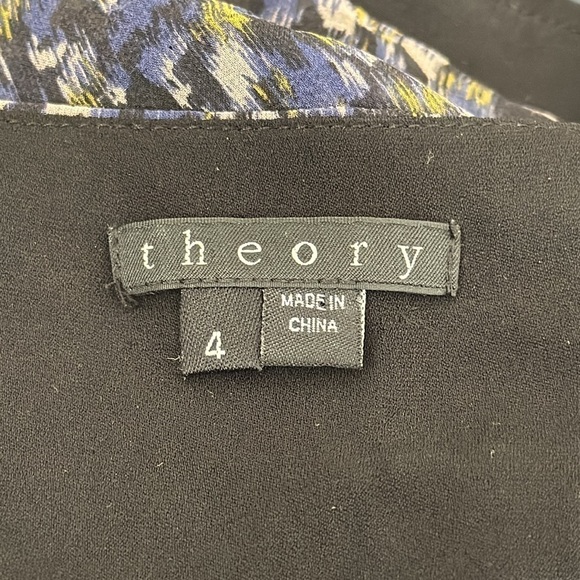 Theory Women's 4 Arena Abstract Dress Blue Multi 100% Silk Sleeveless EUC - Picture 8 of 12